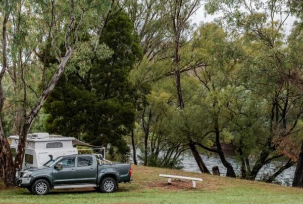 Unpowered site, grass camping riverside site at BIG4 Breeze Holiday Parks - Eildon