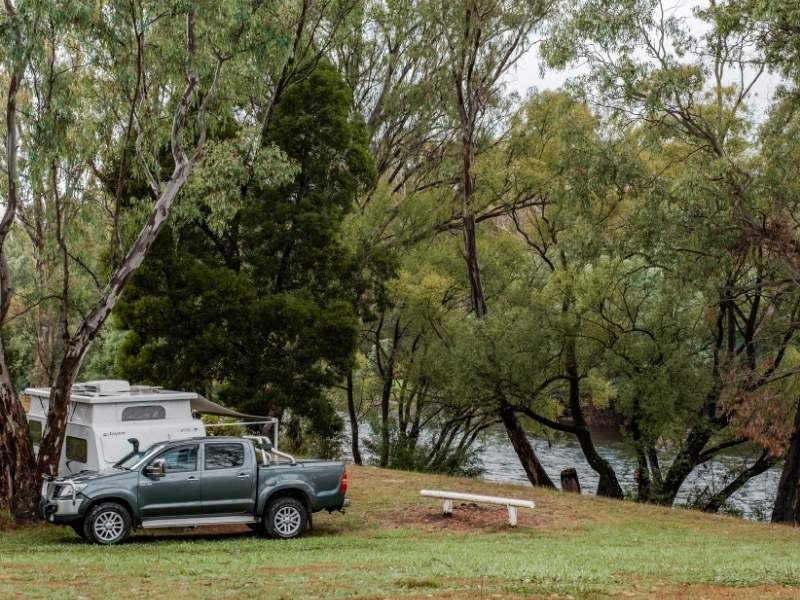 Unpowered site, grass camping riverside site at BIG4 Breeze Holiday Parks - Eildon