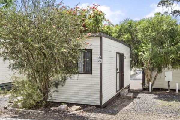 Exterior of a Budget Park Cabin at Breeze Holiday Parks - Halls Gap