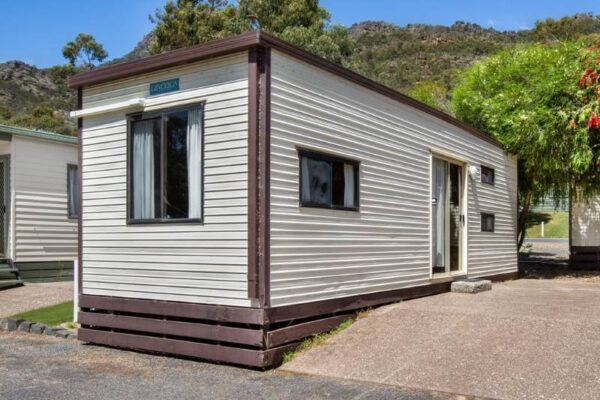 Exterior of a Budget Park Cabin at Breeze Holiday Parks - Halls Gap