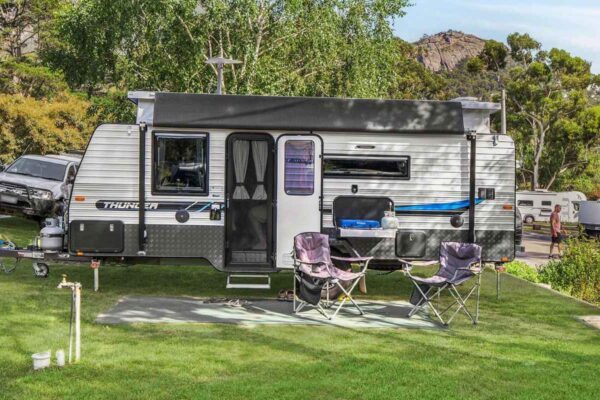 Powered slab camping site at Breeze Holiday Parks - Halls Gap