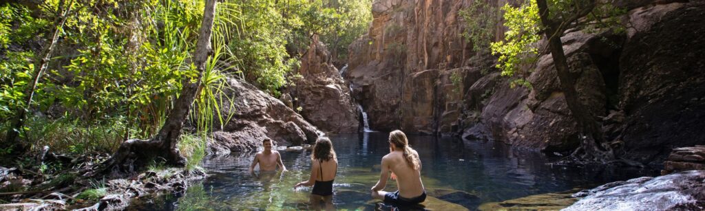 Breeze Holiday Parks - Mary River, a group of friends at Moline Rockhole