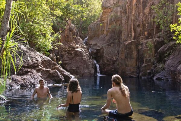 Breeze Holiday Parks - Mary River, a group of friends at Moline Rockhole