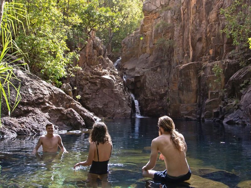 Breeze Holiday Parks - Mary River, a group of friends at Moline Rockhole