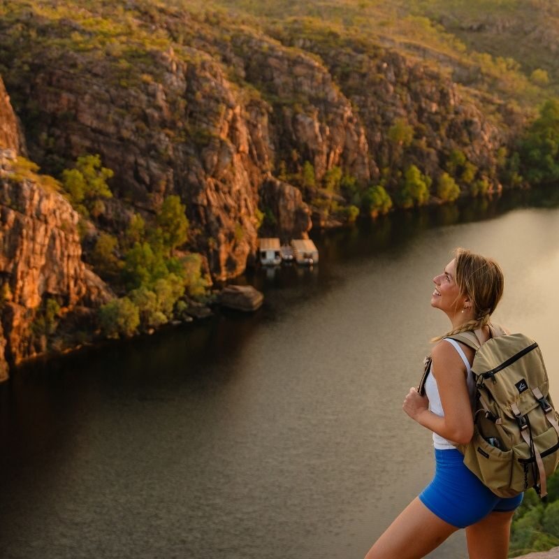 Your Feed Deserves This Holiday: The Top Instagrammable Spots Near Breeze, admiring the view from a lookout at Nitmiluk Gorge