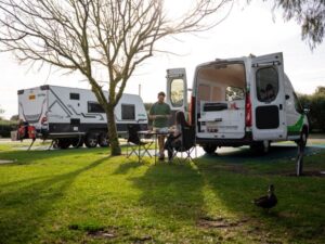 Couple on a caravan holiday at BIG4 Breeze Holiday Parks - Busselton