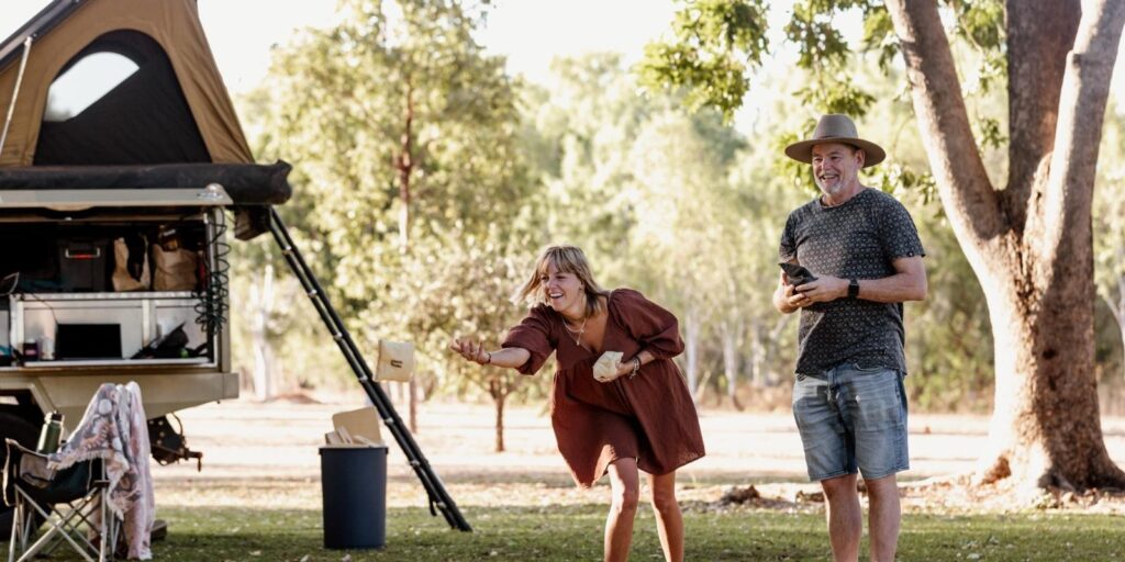 Powered Camping: The Perfect Choice for Camping Lovers, playing games while camping at Katherine