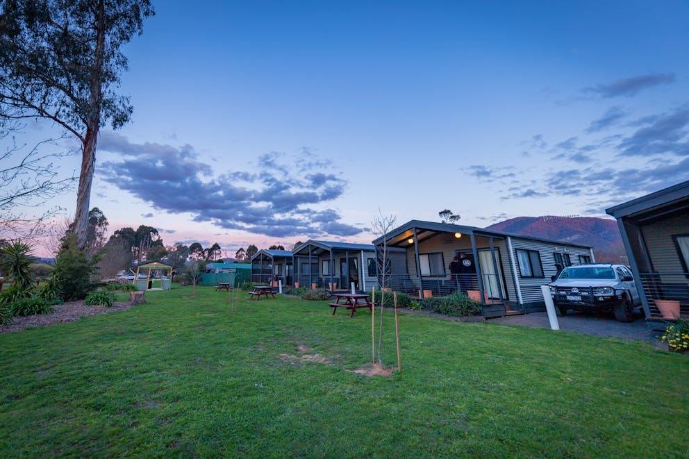 Eildon Cabins at Sunset